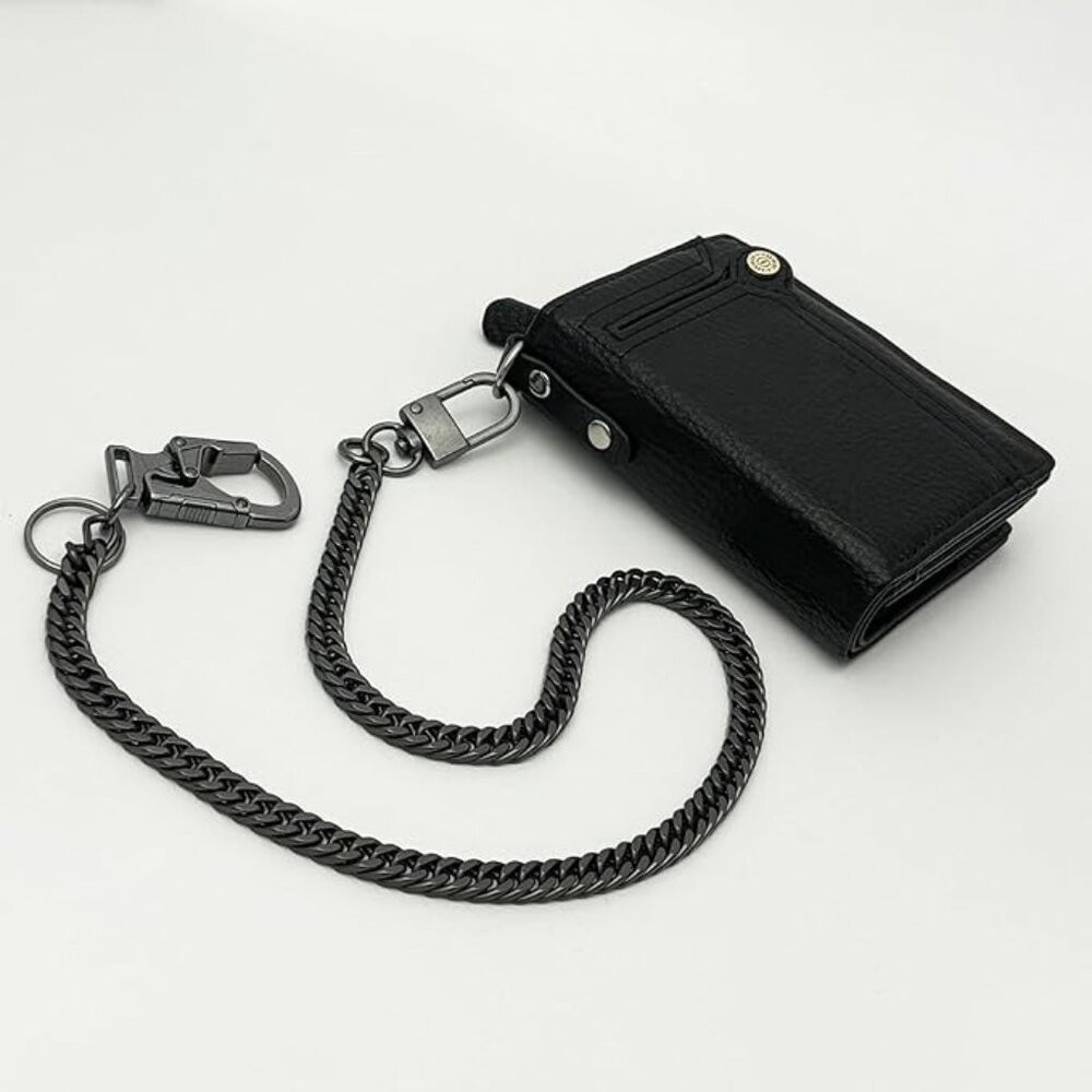 Stainless Steel Wallet Chain – 24" Double-Locking Carabiner